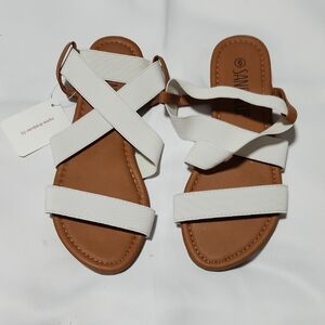 SANDALUP Elastic Ankle Strap Flat Sandals for Women